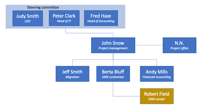 Steering committee in a project organization chart